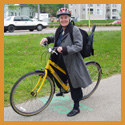Subject: Mary Rouse Bikes to Work; Location: Madison, WI; Date: unknown; Photographer: unknown