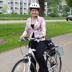 Subject: Rebecca Grossberg, Car-Free Challenge leader; Location: Bike path near Monona Terrace, Madison, WI; Date: Spring 2004; Photographer: Sonya Newenhouse