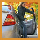 Subject: Sonya Newenhouse Stepping out of a Toyota Prius Hybrid; Date: Fall 2003; Photographer: David Nevala